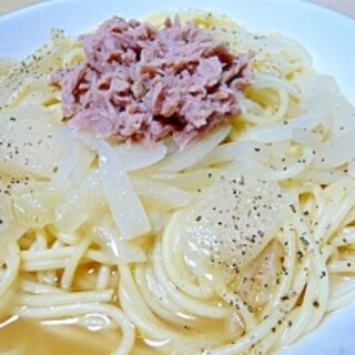 ツナと玉ねぎのあっさりスープパスタ